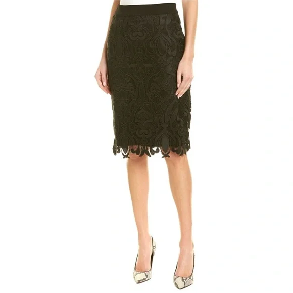 Gracia Black Lace Pencil Midi Skirt NWT - Picture 1 of 9